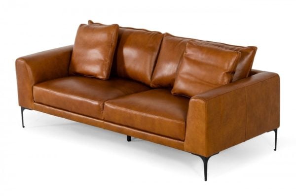 Divani Casa Jacoba - Modern Camel Leather Sofa - Image 2