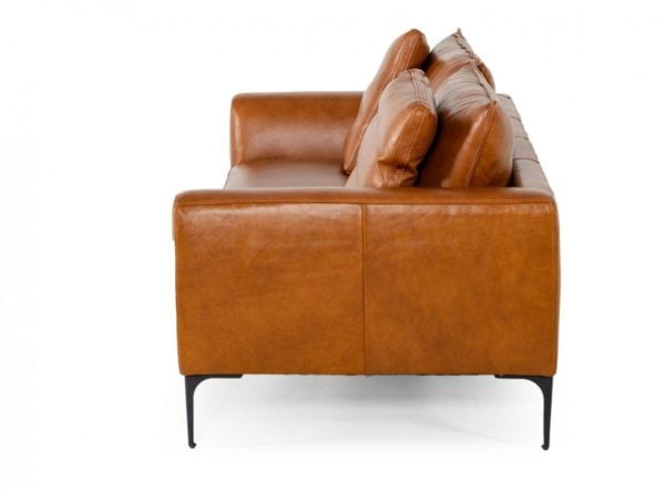 Divani Casa Jacoba - Modern Camel Leather Sofa - Image 3