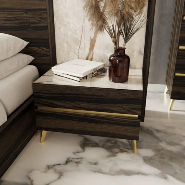 Nova Domus Velondra - Queen Modern Eucalypto + Marble Bed with Two Nightstands - Image 4