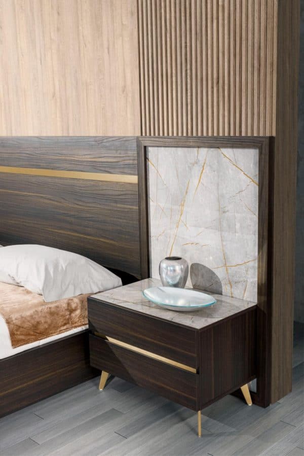 Nova Domus Velondra - Queen Modern Eucalypto + Marble Bed with Two Nightstands - Image 3