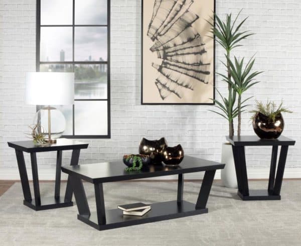 Black 3-piece Occasional Set with Open Shelves