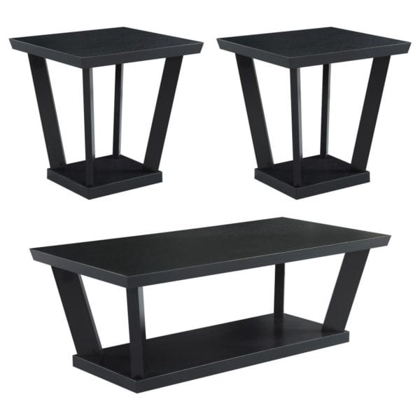 Black 3-piece Occasional Set with Open Shelves - Image 3