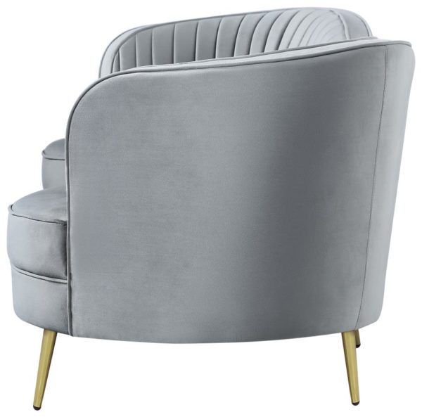 Sophia Upholstered Loveseat with Camel Back Grey and Gold - Image 3