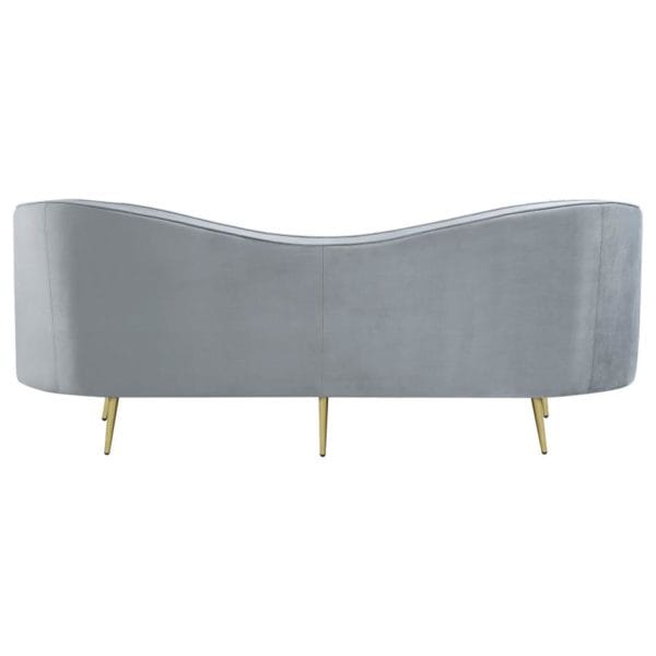 Sophia Upholstered Sofa with Camel Back Grey and Gold - Image 5