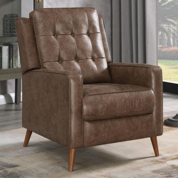 Upholstered Tufted Push Back Recliner Brown