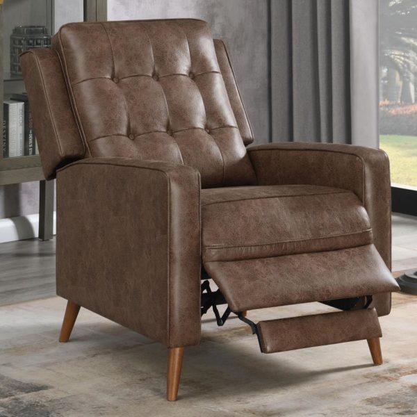 Upholstered Tufted Push Back Recliner Brown - Image 5