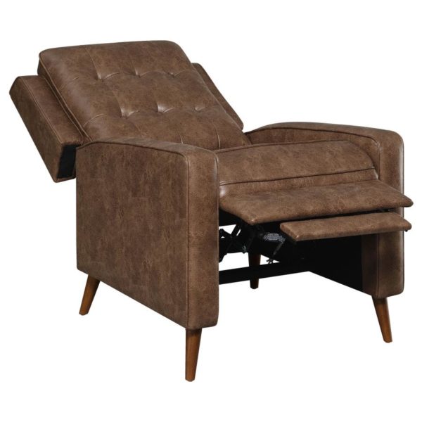 Upholstered Tufted Push Back Recliner Brown - Image 4