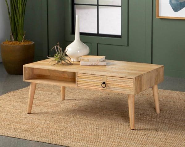 Rectangular 1-Drawer Coffee Table Natural