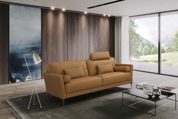 Tussio Tan Italian Leather Living Room Collection - Image 4