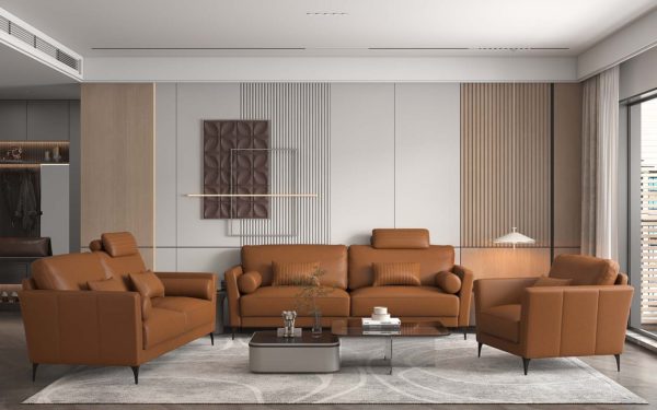 Tussio Tan Italian Leather Living Room Collection