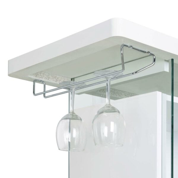 White Rectangular Bar Unit with Footrest and Glass Side Panels - Image 3