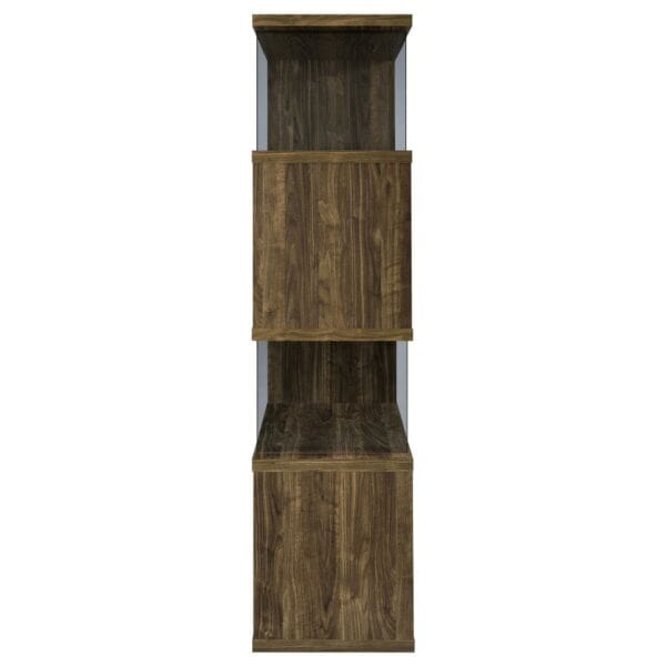 Emelle 4-shelf Walnut Bookcase with Glass Panels - Image 2