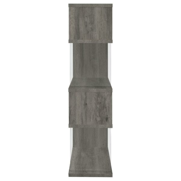 Emelle 4-shelf Grey Bookcase with Glass Panels - Image 2