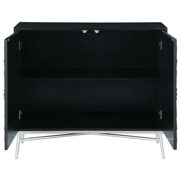 Rectangular 2-door Accent Cabinet Black and Silver - Image 3