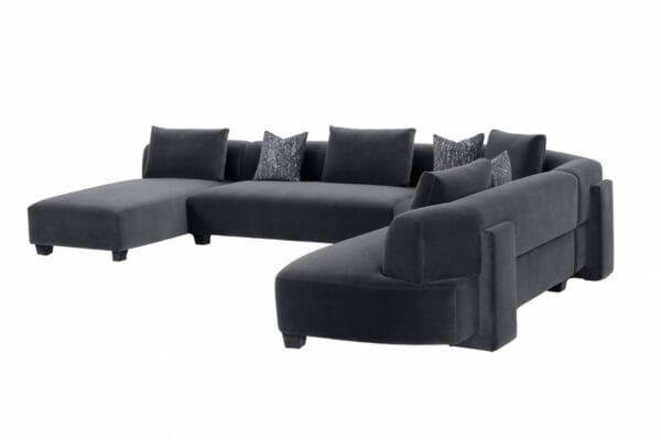 Divani Casa Bayou - Contemporary Grey Velvet U Shaped Sectional Sofa - Image 3