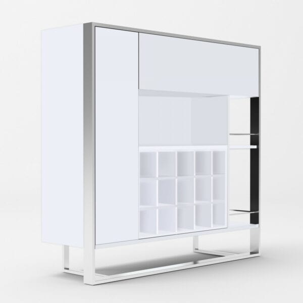 Modrest Fauna - Modern White & Stainless Steel Wine Cabinet