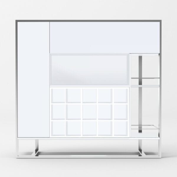 Modrest Fauna - Modern White & Stainless Steel Wine Cabinet - Image 2