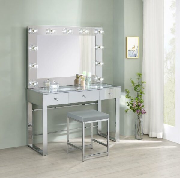 Chrome Vanity Table with Stool