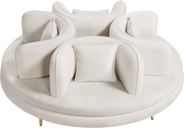 Circlet Velvet Roundabout Cream Sofa - Image 2