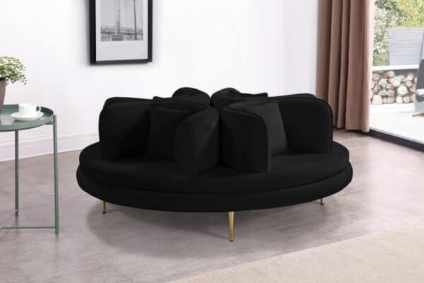 Circlet Velvet Roundabout Black Sofa