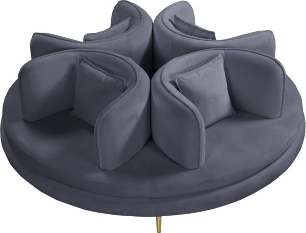 Circlet Velvet Grey Roundabout Sofa - Image 3