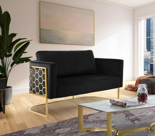 Casa Black Velvet Loveseat