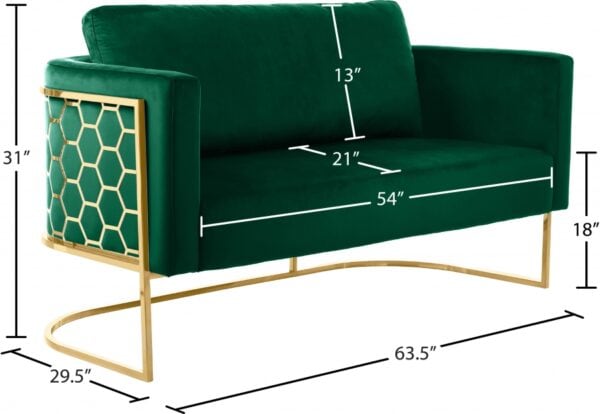 Casa Green Velvet Love Seat - Image 2