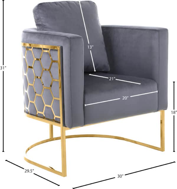 Casa Grey Velvet Chair - Image 3