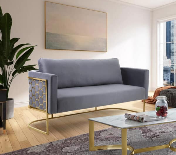 Casa Grey Velvet Sofa