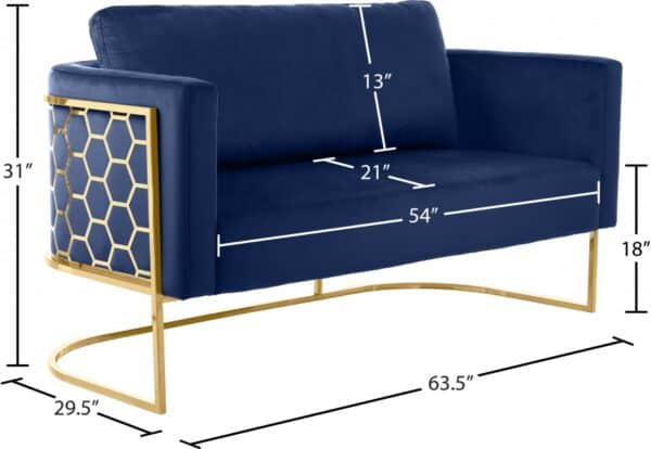 Casa Blue Velvet Loveseat - Image 3