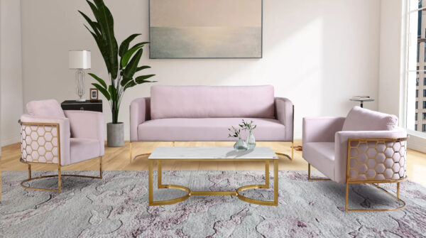 Casa Pink Velvet Living Room Set