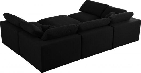 Serene Black Linen Textured Deluxe Modular Down Filled Cloud-Like Comfort Overstuffed Sectional - Image 2