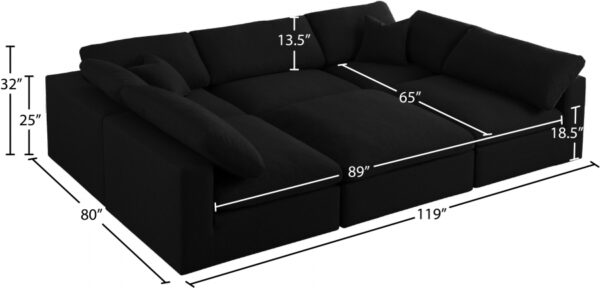 Serene Black Linen Textured Deluxe Modular Down Filled Cloud-Like Comfort Overstuffed Sectional - Image 3