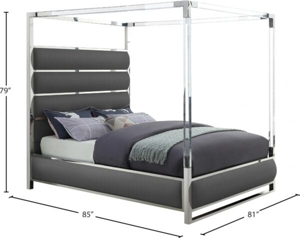 Encore Faux Grey Leather King Size Bed - Image 2