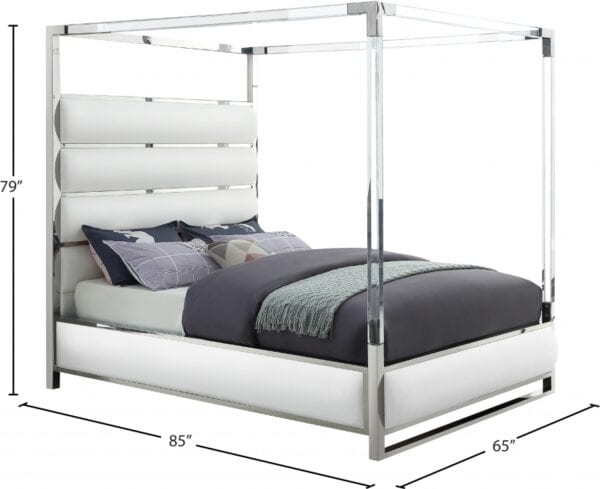 Encore White Queen Faux Leather Bed - Image 2