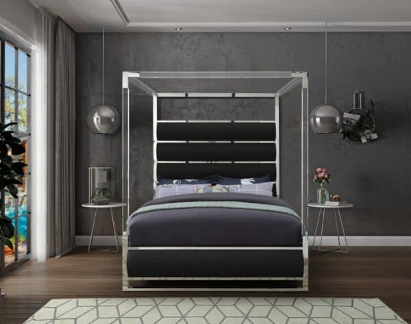 Encore Faux Black Queen Leather Bed - Image 2