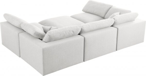 Serene Cream Linen Textured Deluxe Modular Down Filled Cloud-Like Comfort Overstuffed Sectional - Image 3