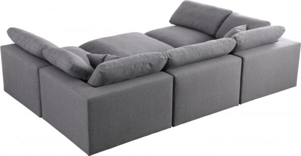 Serene Gray Linen Textured Deluxe Modular Down Filled Cloud-Like Comfort Overstuffed Sectional - Image 2