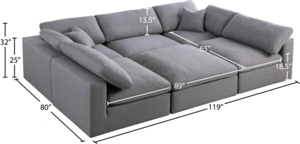 Serene Gray Linen Textured Deluxe Modular Down Filled Cloud-Like Comfort Overstuffed Sectional - Image 3