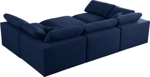 Serene Blue Linen Textured Deluxe Modular Down Filled Cloud-Like Comfort Overstuffed Sectional - Image 4