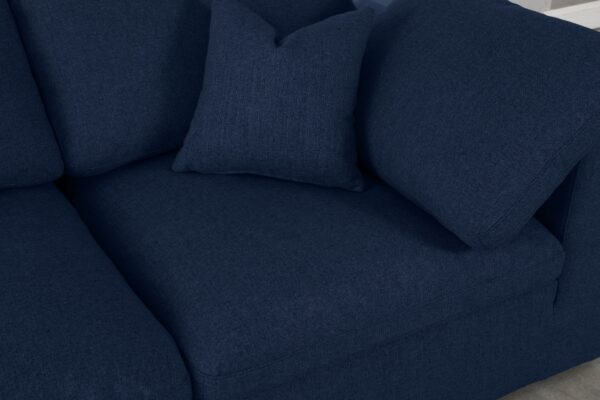 Serene Blue Linen Textured Deluxe Modular Down Filled Cloud-Like Comfort Overstuffed Sectional - Image 3