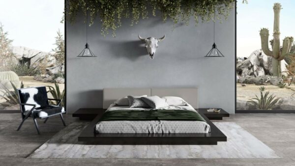 Modrest Tokyo - Queen Contemporary Black and Grey Platform Bed