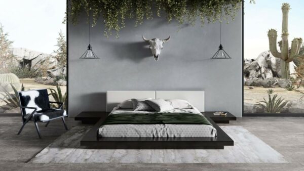 Modrest Tokyo - Queen Contemporary Black and White Platform Bed