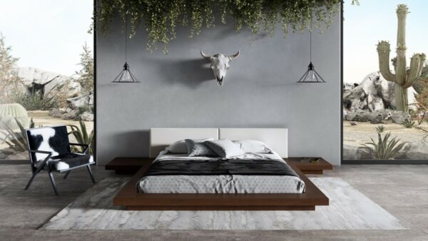 Modrest Tokyo - Contemporary King Walnut and White Platform Bed