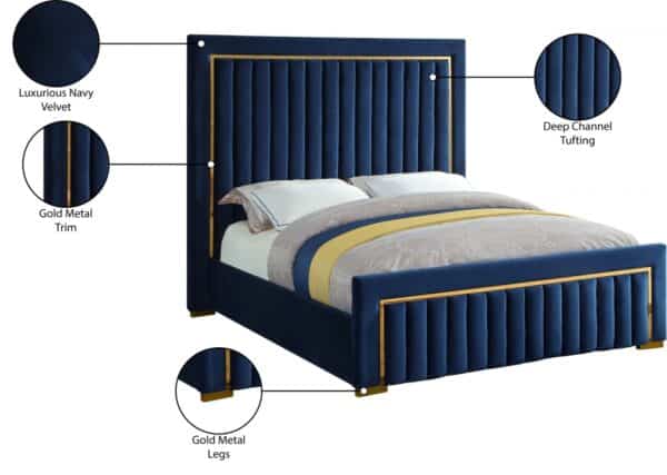 Dolce Blue Velvet Queen Bed - Image 2