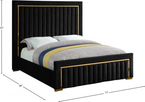 Dolce Black Velvet Queen Bed - Image 2