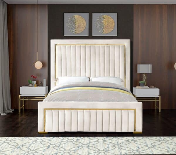 Dolce Cream Velvet Queen Bed