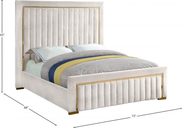 Dolce Cream Velvet Queen Bed - Image 2