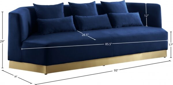 Marquis Navy Blue Velvet Sofa - Image 3