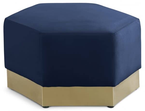 Marquis Navy Blue Velvet Ottoman